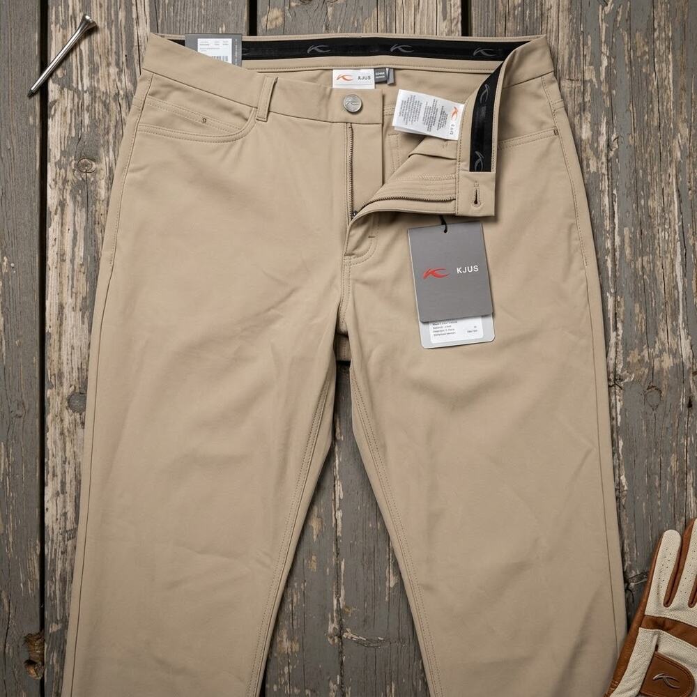 KJUS Men's 38x32 Ike Golf Pants Khaki NWT Quiet Luxury Old Money Techwear